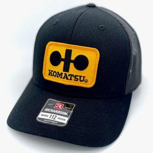 Komatsu Vintage Patch Hat - All Black Richardson 112 Trucker Cap